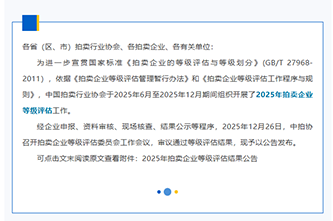 热烈祝贺上海产权拍卖有限公司成功复评中国拍卖行业协会AAA级拍卖企业